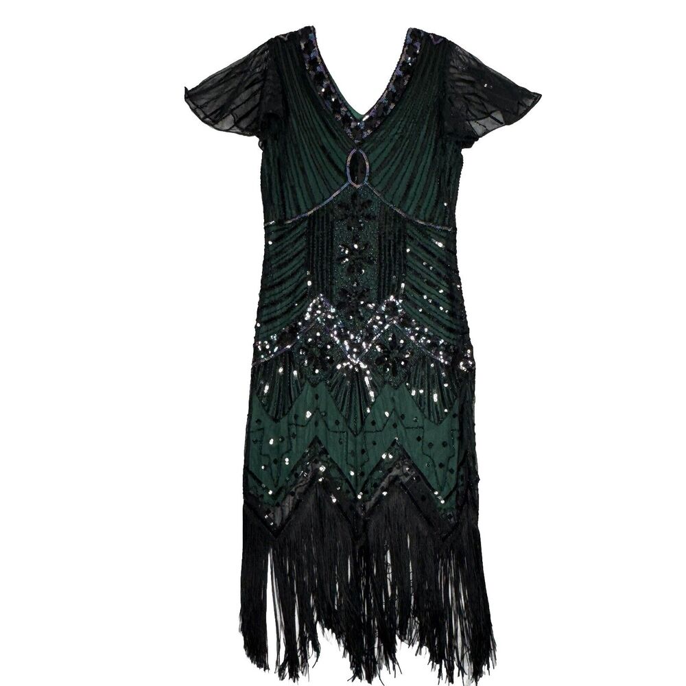 Fundaisy Dress Womens Small Black Green Sequin Dark‎ Fairy Witchcore Whismygoth
